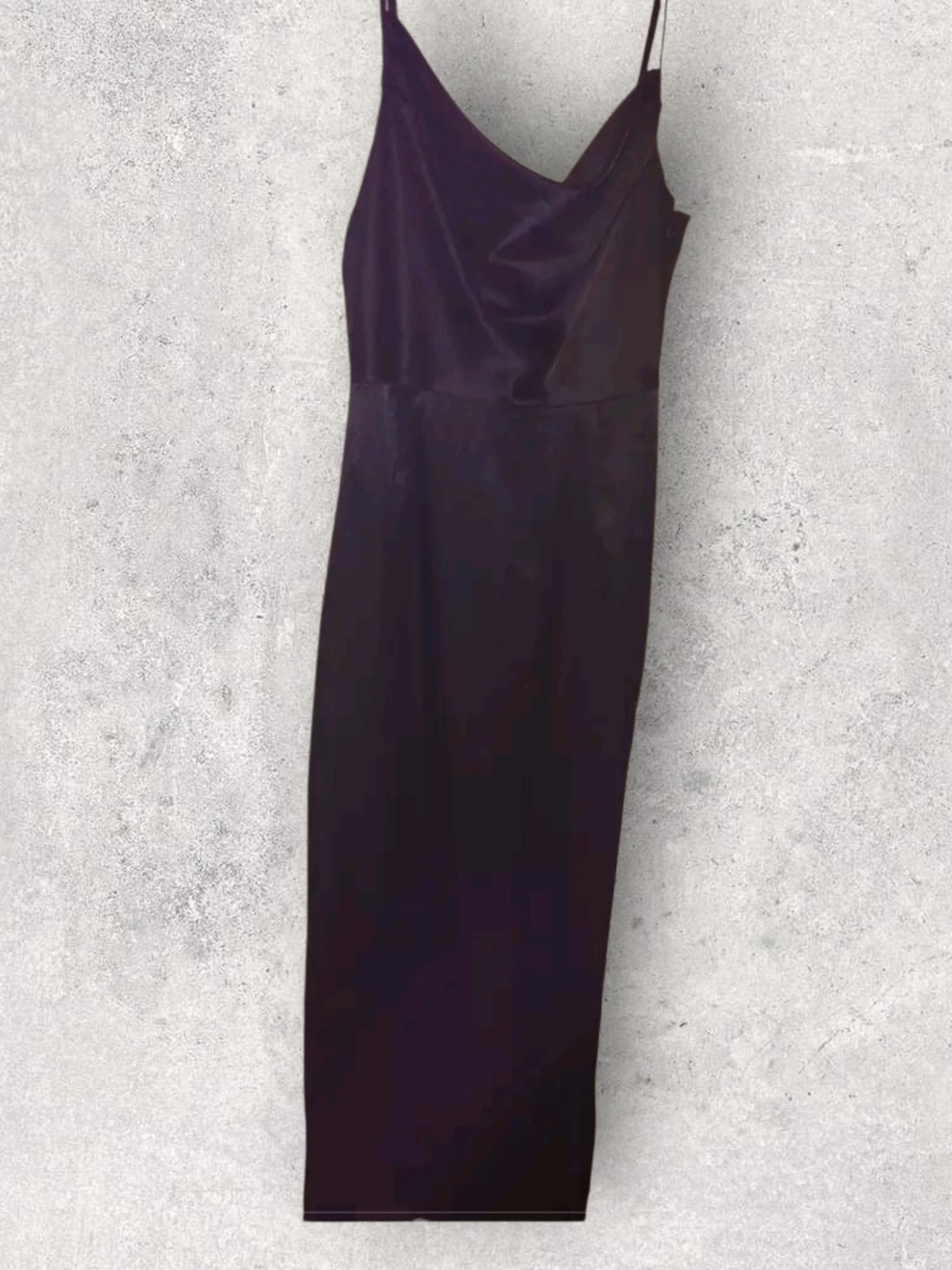 Forever 21 Black Satin Cowl Midi Slip Dress